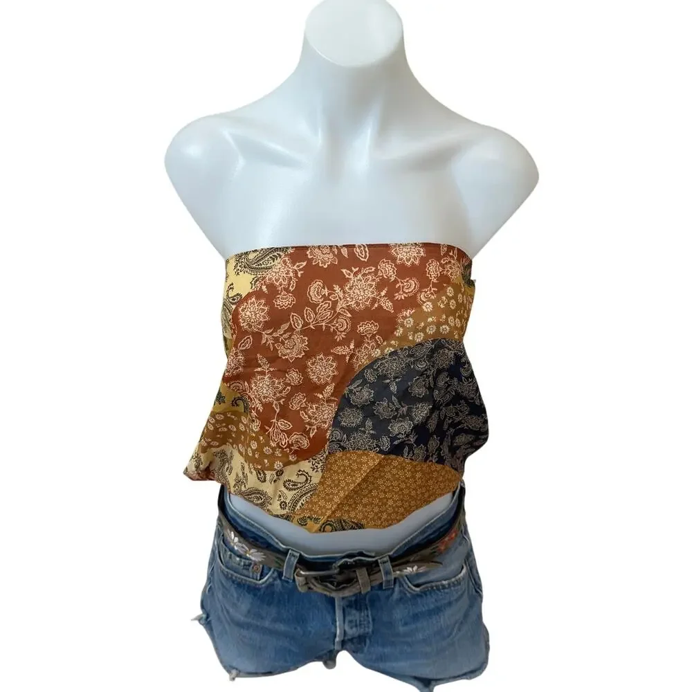 Bandana Halter Top Cropped One Size Western Patchwork Festival Convertible - Picture 7 of 10